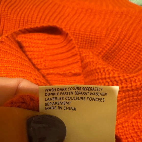 Zaful Forever Young Orange Cropped Turtleneck Dropped Shoulder Sweater Sz 8 - Picture 9 of 14